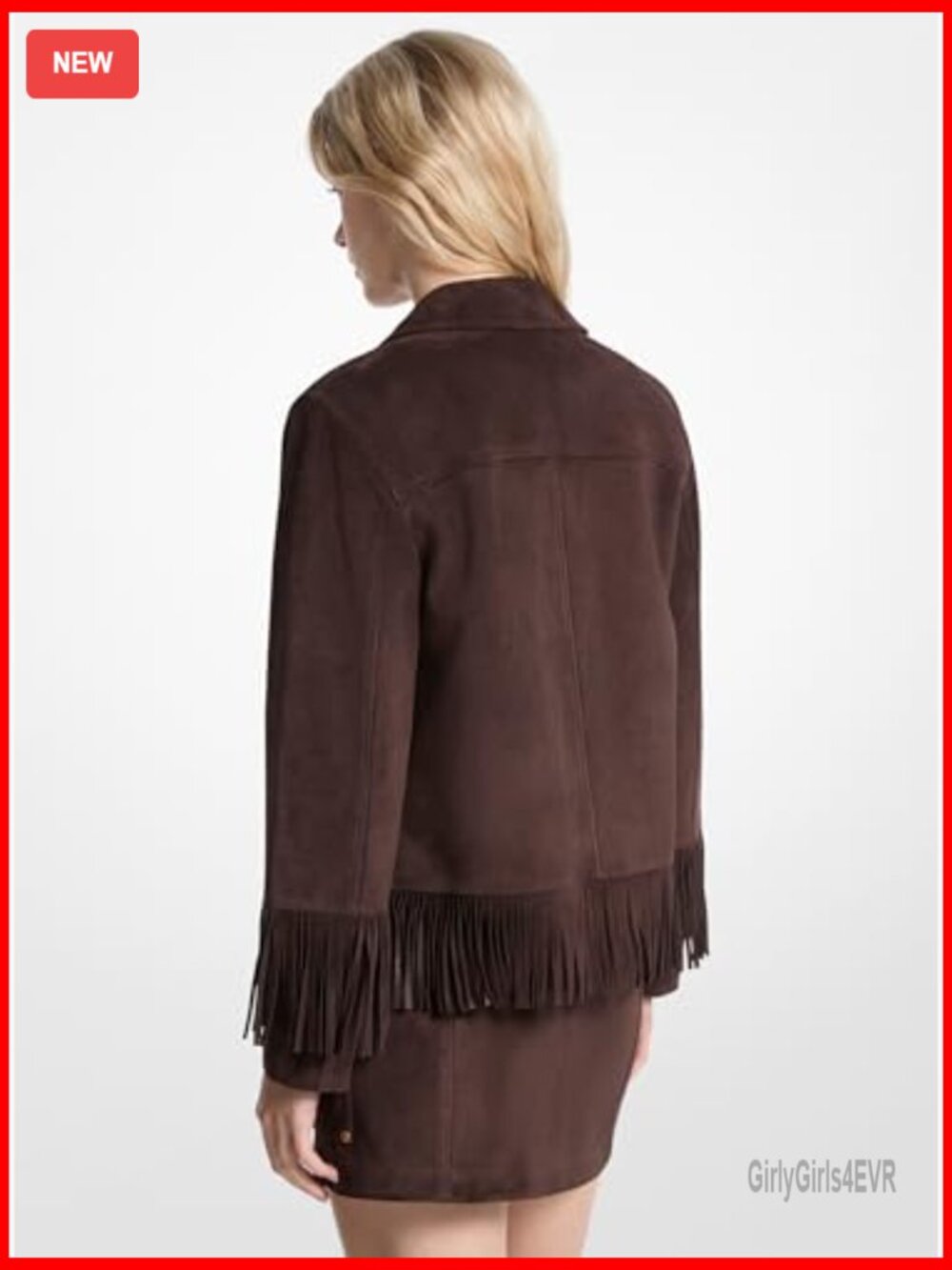 Fringed Suede Jacket Long Sleeve Button Up Western Style - Picture 2 of 2